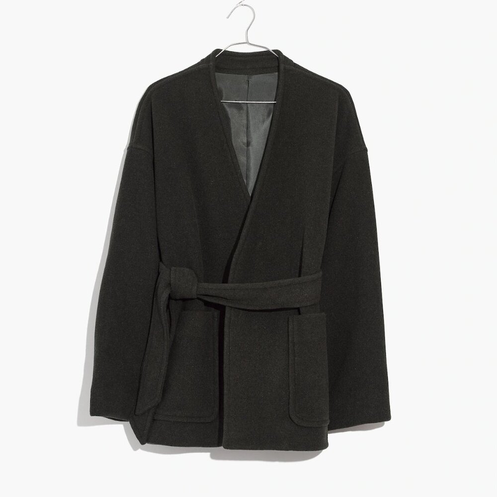Madewell belted wool wrap coat with pockets